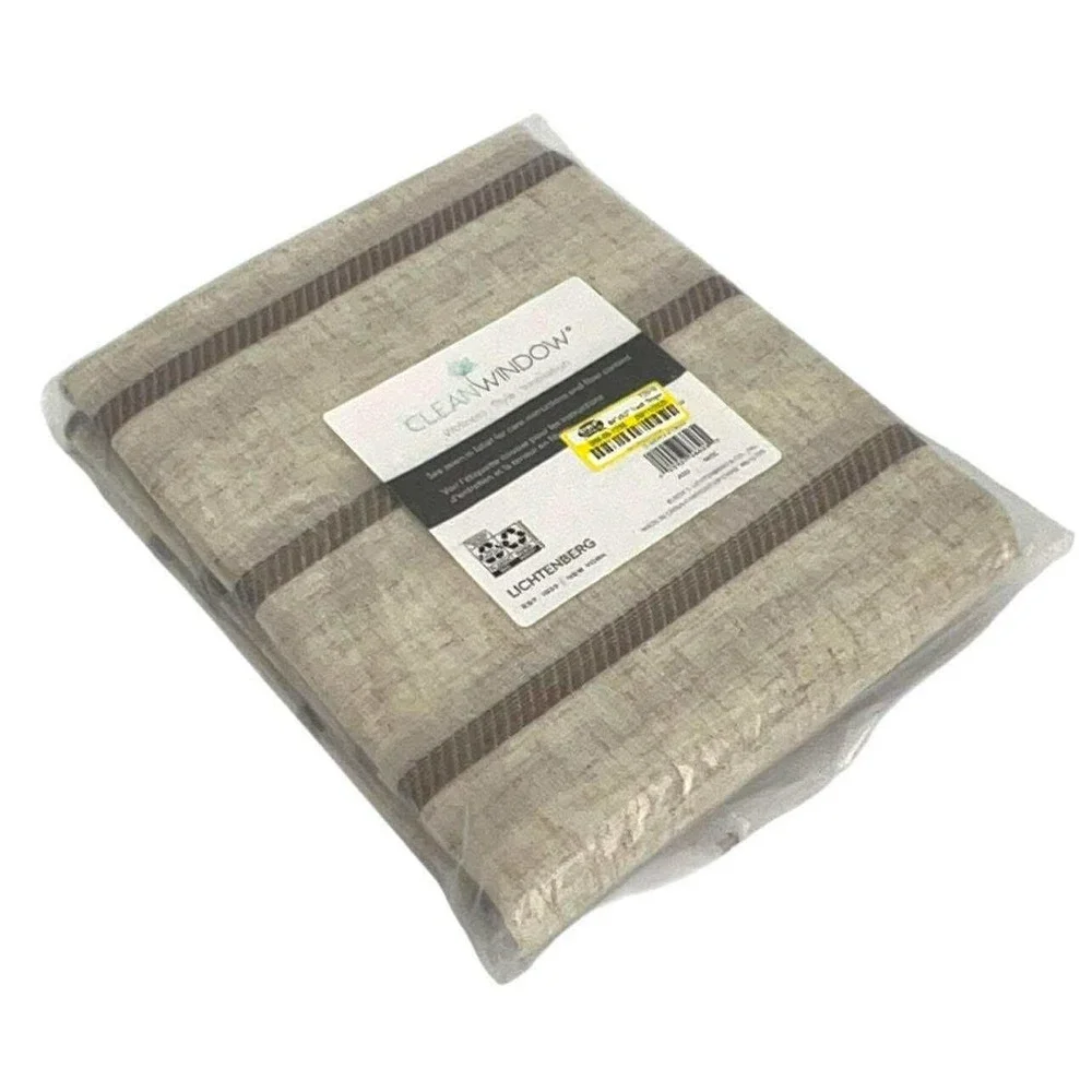 Clean Window Lichtenberg 84x52 Twill Stripe Curtain single Panel Beige Brown NIB